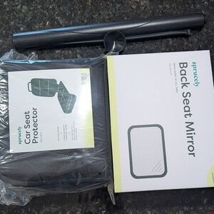 Back Seat Mirror and Car Seat Protector Set in Black